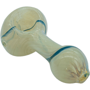 A side view of the Bone White Color Spoon Pipe shows a curved glass form with a rounded bowl.