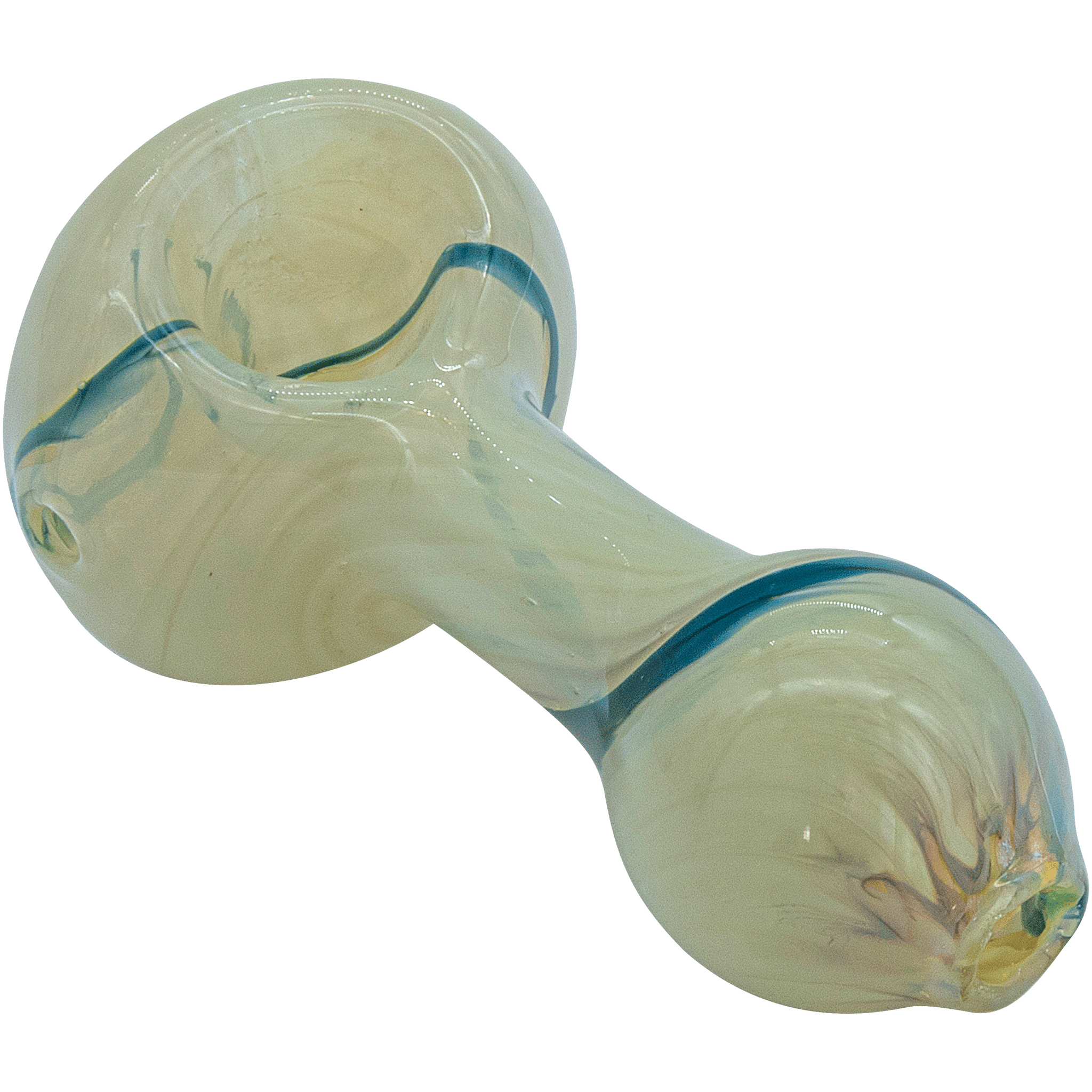 A side view of the Bone White Color Spoon Pipe shows a curved glass form with a rounded bowl.