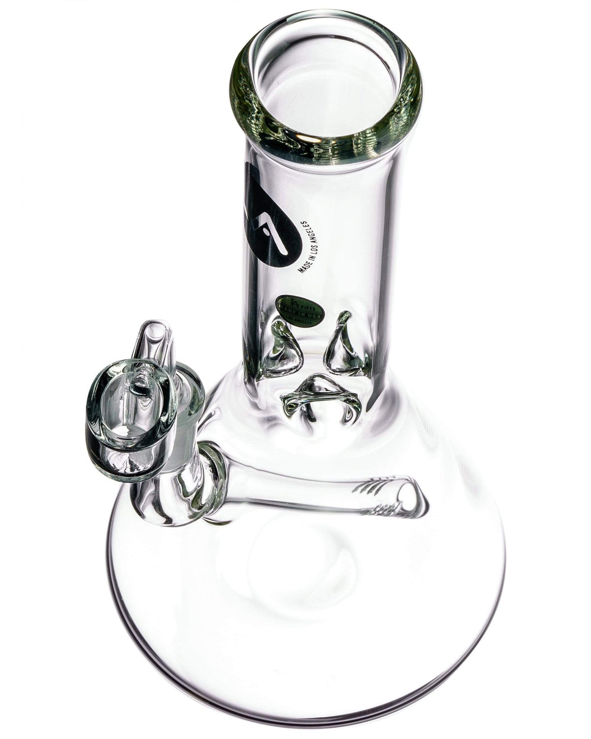Front view of the Heavy Mini Beaker Dab Rig, showcasing the clear glass beaker shape and compact size.