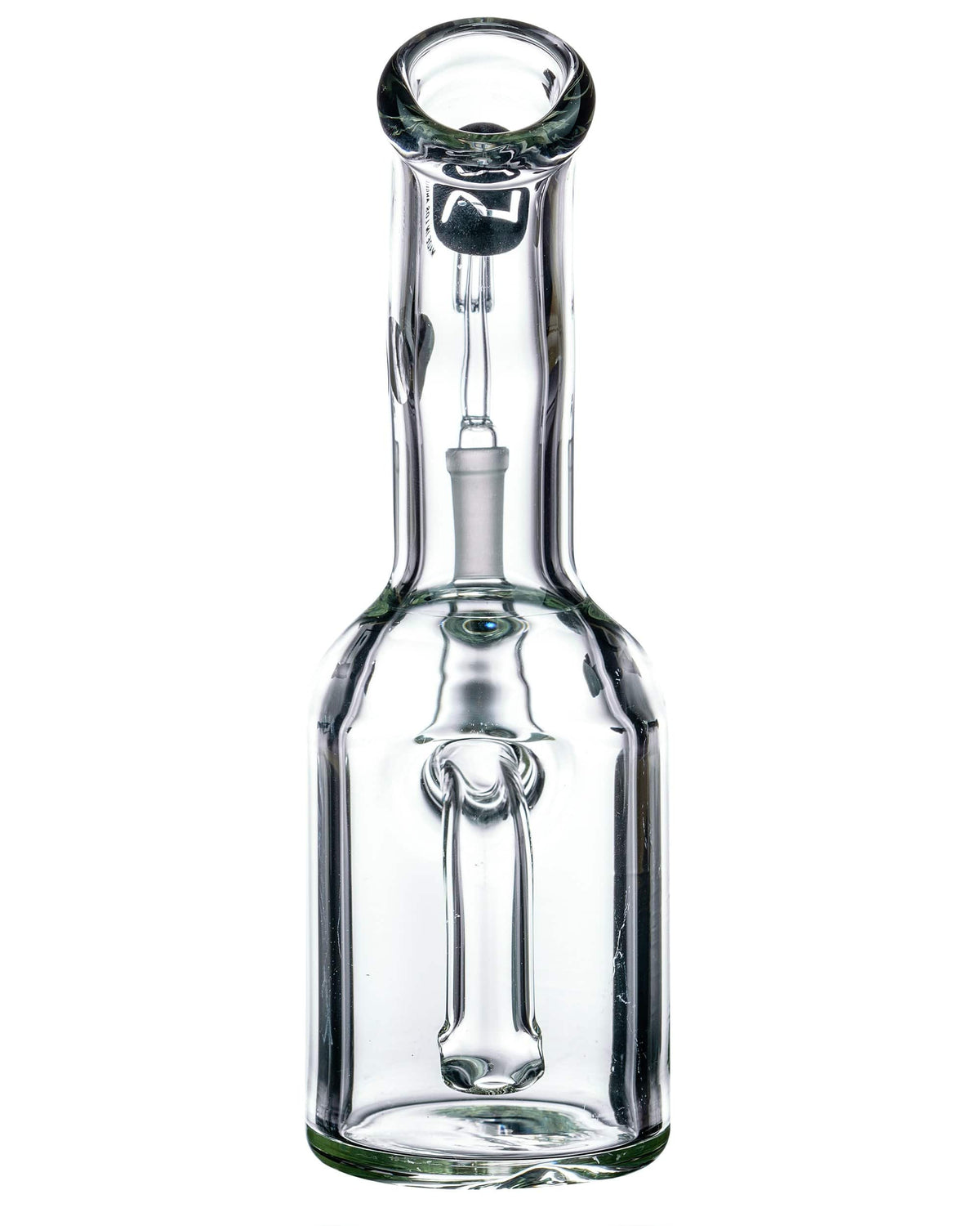 Front view of the Heavy Mini Can Dab Rig, a compact clear glass rig with a simple cylindrical body and visible joint.