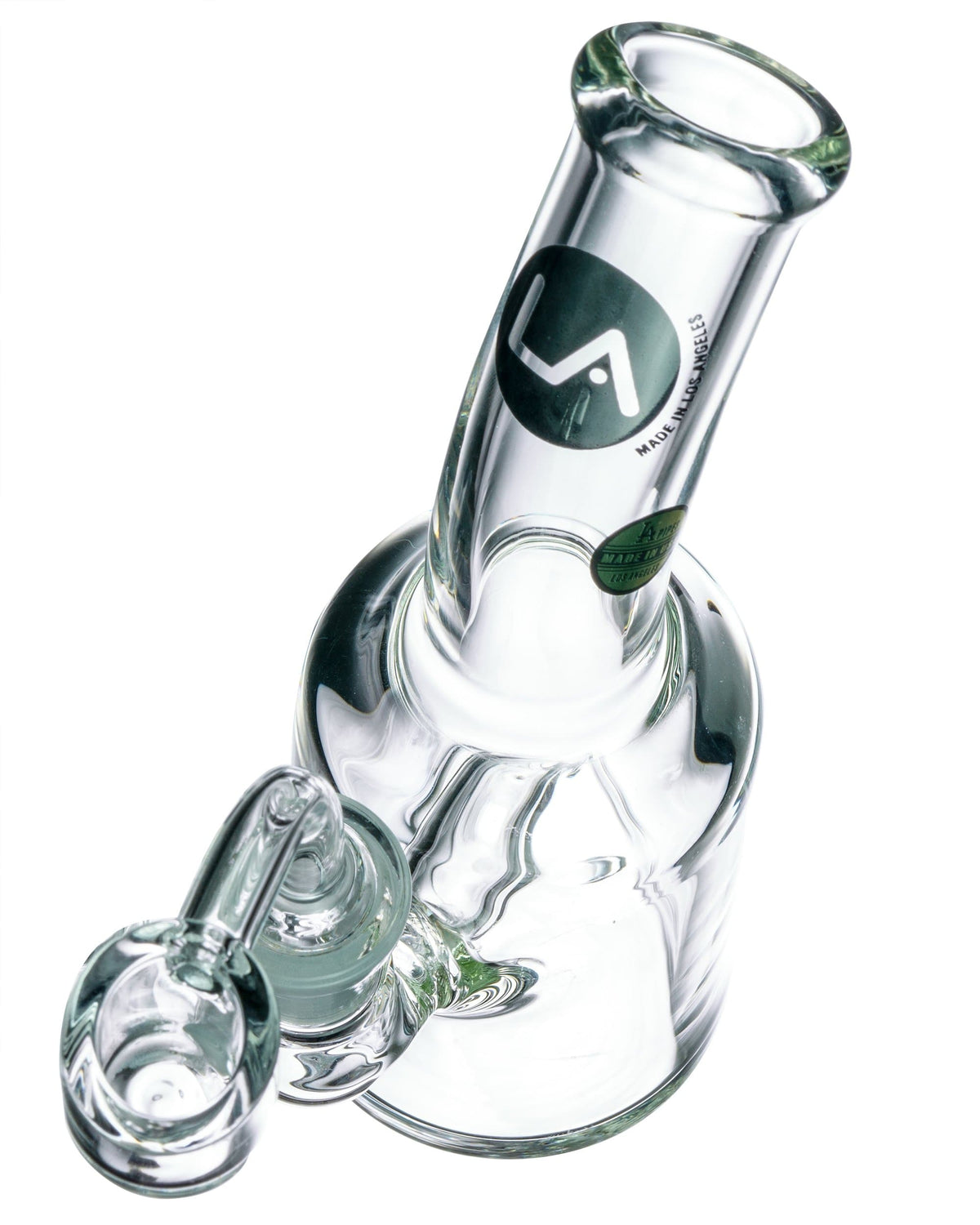 The Heavy Mini Can Dab Rig is shown in a studio shot, highlighting its compact size and clean glass construction.
