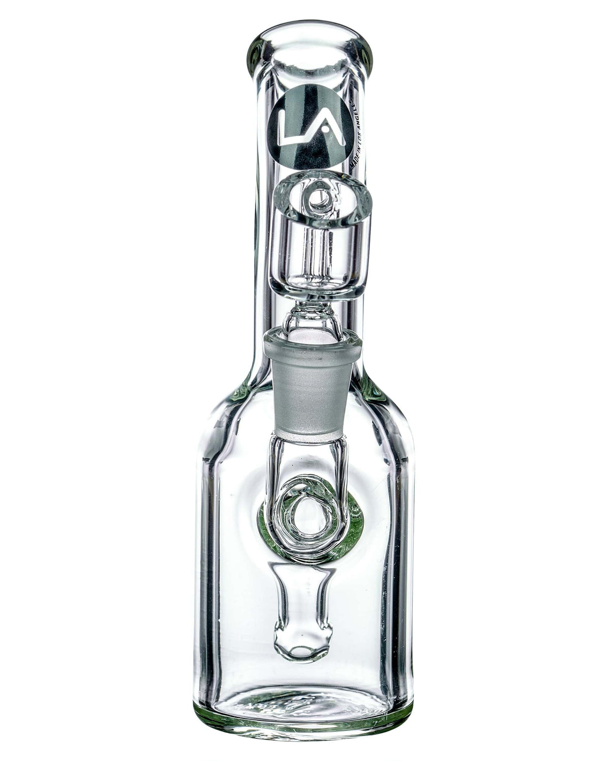 Front view of the Heavy Mini Can Dab Rig, a small clear glass rig angled against a plain white background.