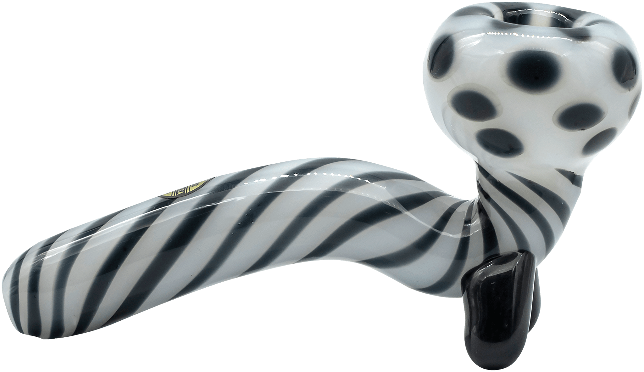 An angled view of the Ivory Locks Sitting Sherlock Pipe, showcasing its curved bowl and smooth, dark finish.