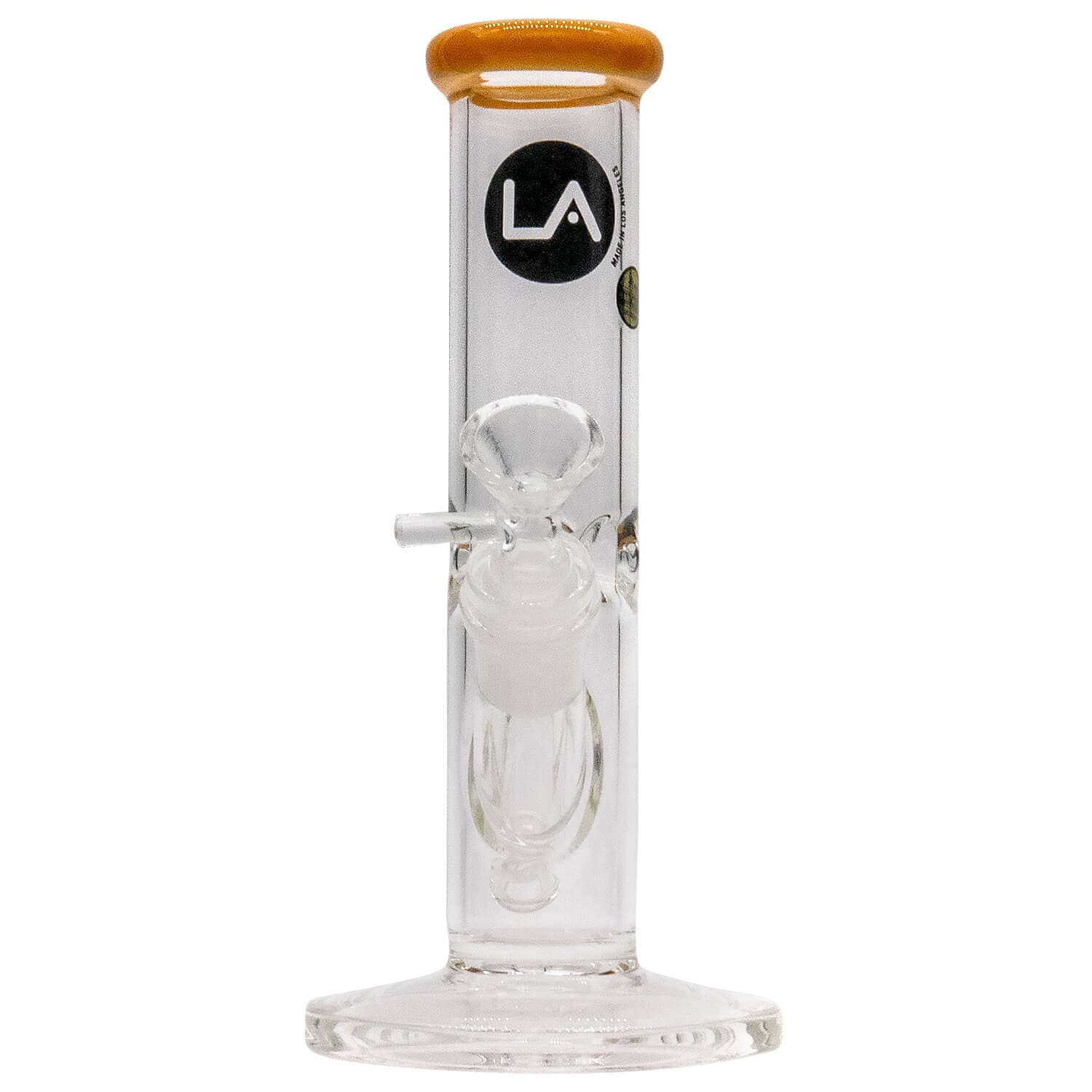 A straight-on view of the 8" Straight Shooter Bong, a clear glass water pipe with a simple cylindrical shape.