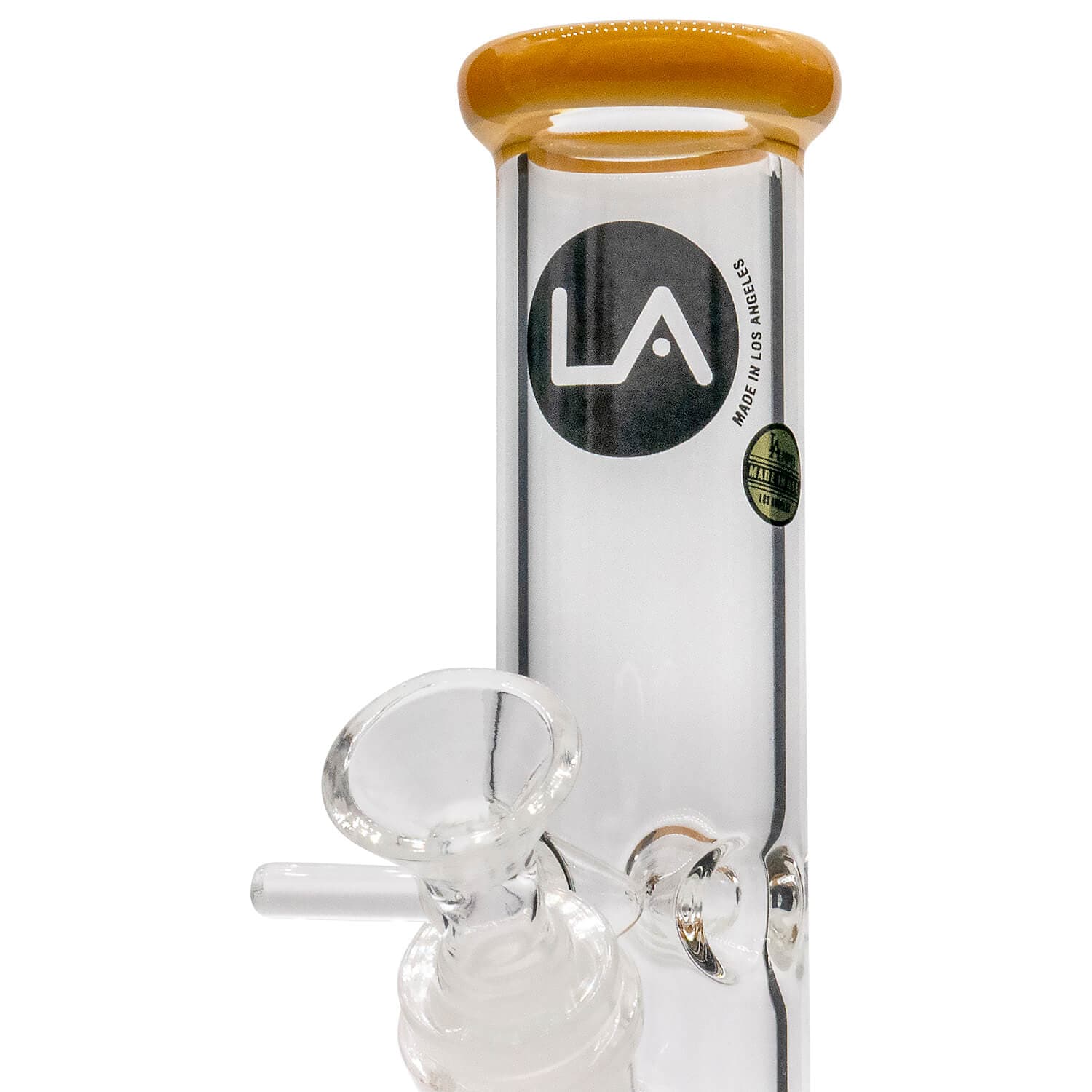 A straight-on view of the 8" Straight Shooter Bong, featuring clear glass and a simple cylindrical shape.