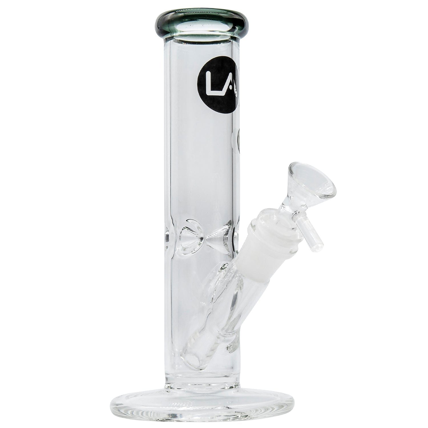 A studio shot of the 8" Straight Shooter Bong, displaying the clear glass tube with a simple, cylindrical design.