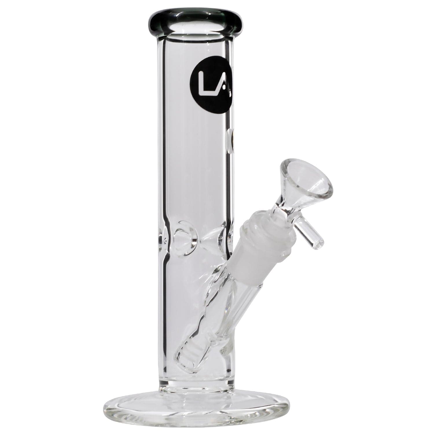 Front view of the 8" Straight Shooter Bong, a clear glass piece with a simple cylindrical shape and visible joint.