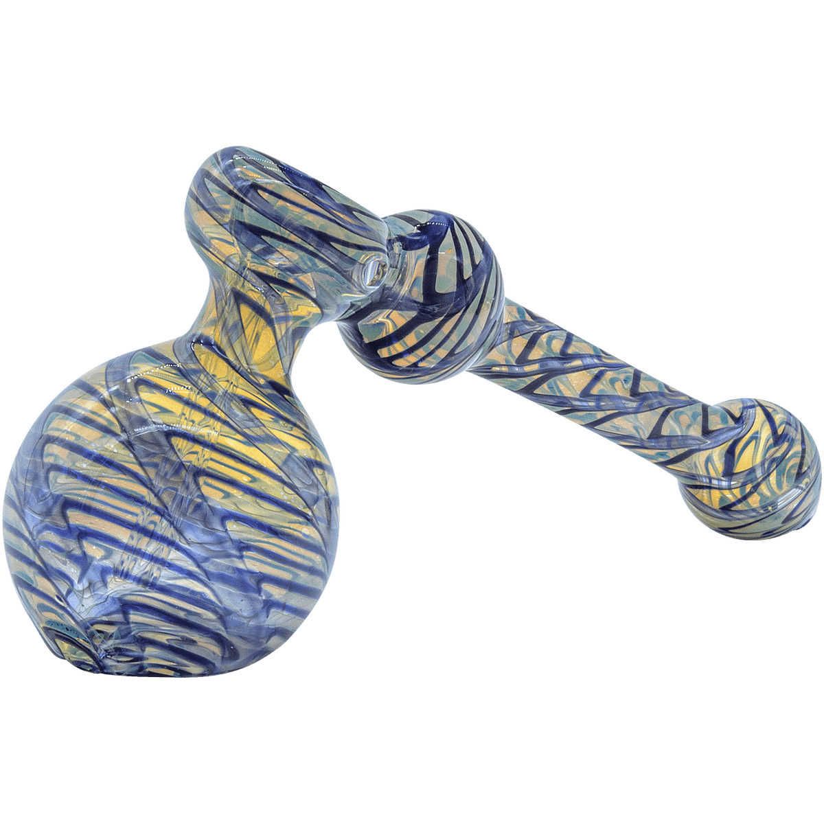 Front view of "The Full Rake" Fumed Hammer Bubbler Pipe, displaying a fumed glass design and a compact hammer shape.