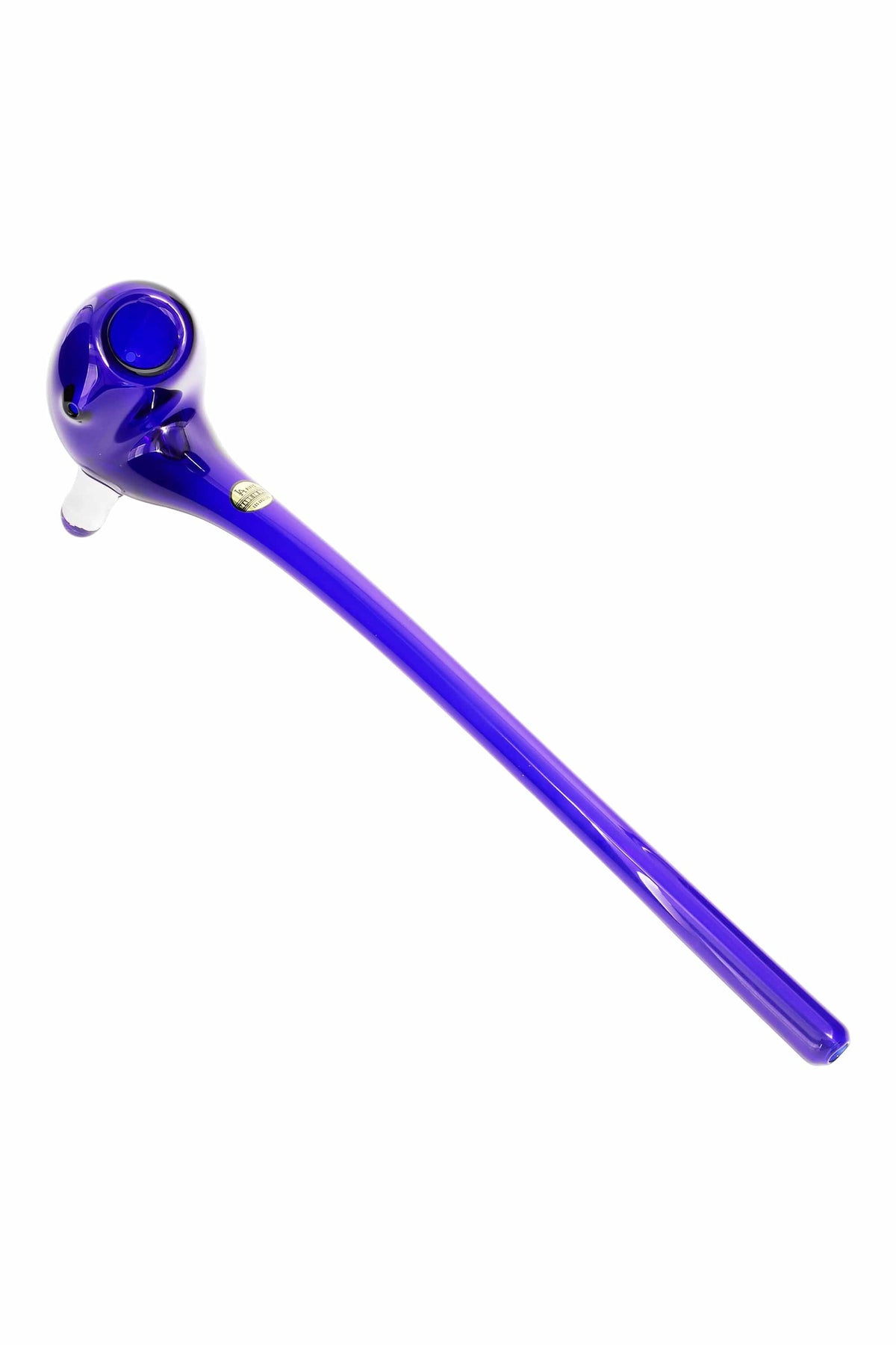 Angled close-up of the green LA Pipes "The Gandalf" Pipe showing its long curved stem and round bowl against a white background