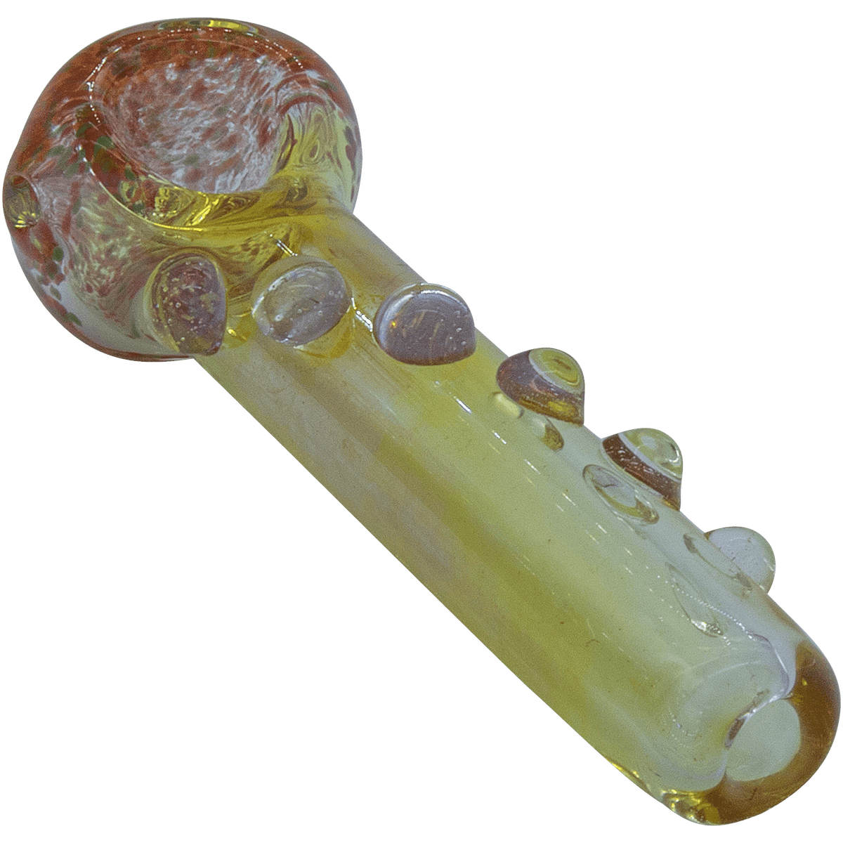 A close-up, angled view of the "Razorback" Silver Fumed Mini Spoon, showing the glass curvature and silver fume detail.