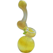 A slightly angled view of the "Silver Sherlock" Fumed Sherlock Bubbler Pipe, showcasing its clear glass construction.