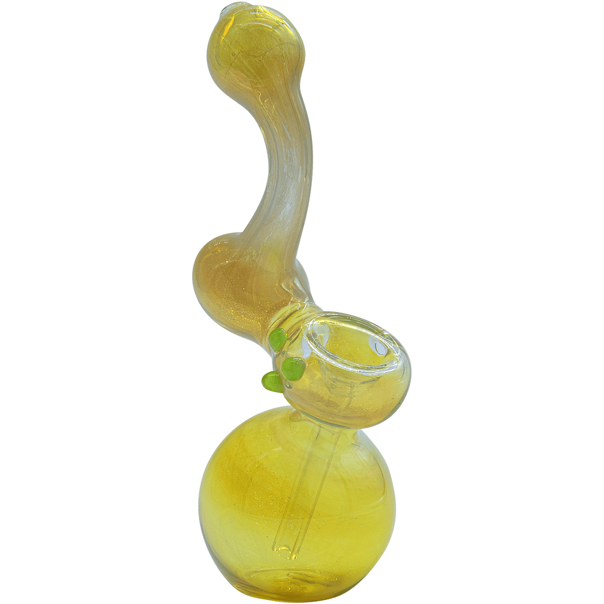 A slightly angled view of the "Silver Sherlock" Fumed Sherlock Bubbler Pipe, showcasing its clear glass construction.