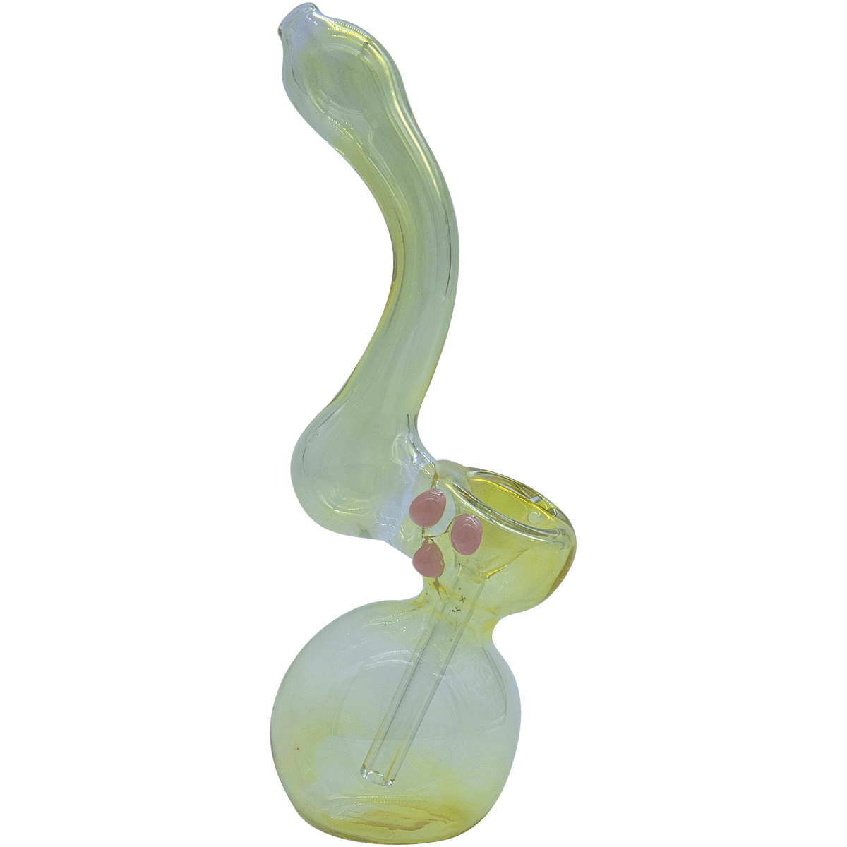 A side view of the "Silver Sherlock" Fumed Sherlock Bubbler Pipe, showing the glass curves and fumed finish.