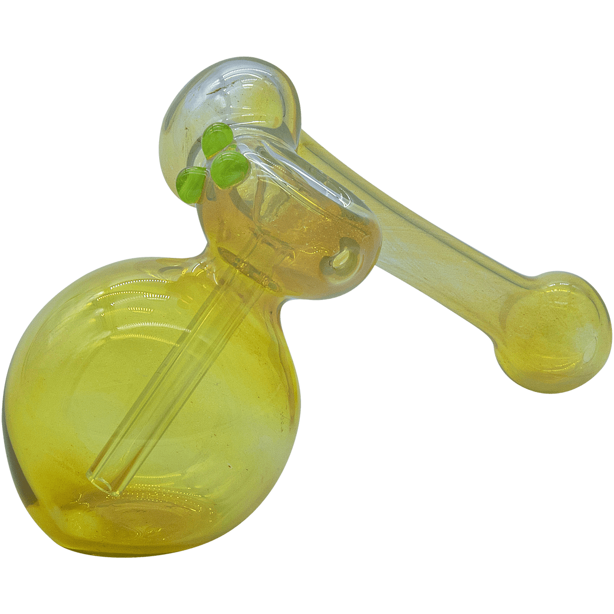 Front view of the “Silver Sidecar” Fumed Hammer Sidecar Pipe, showcasing its rounded glass form and subtle fume detailing.