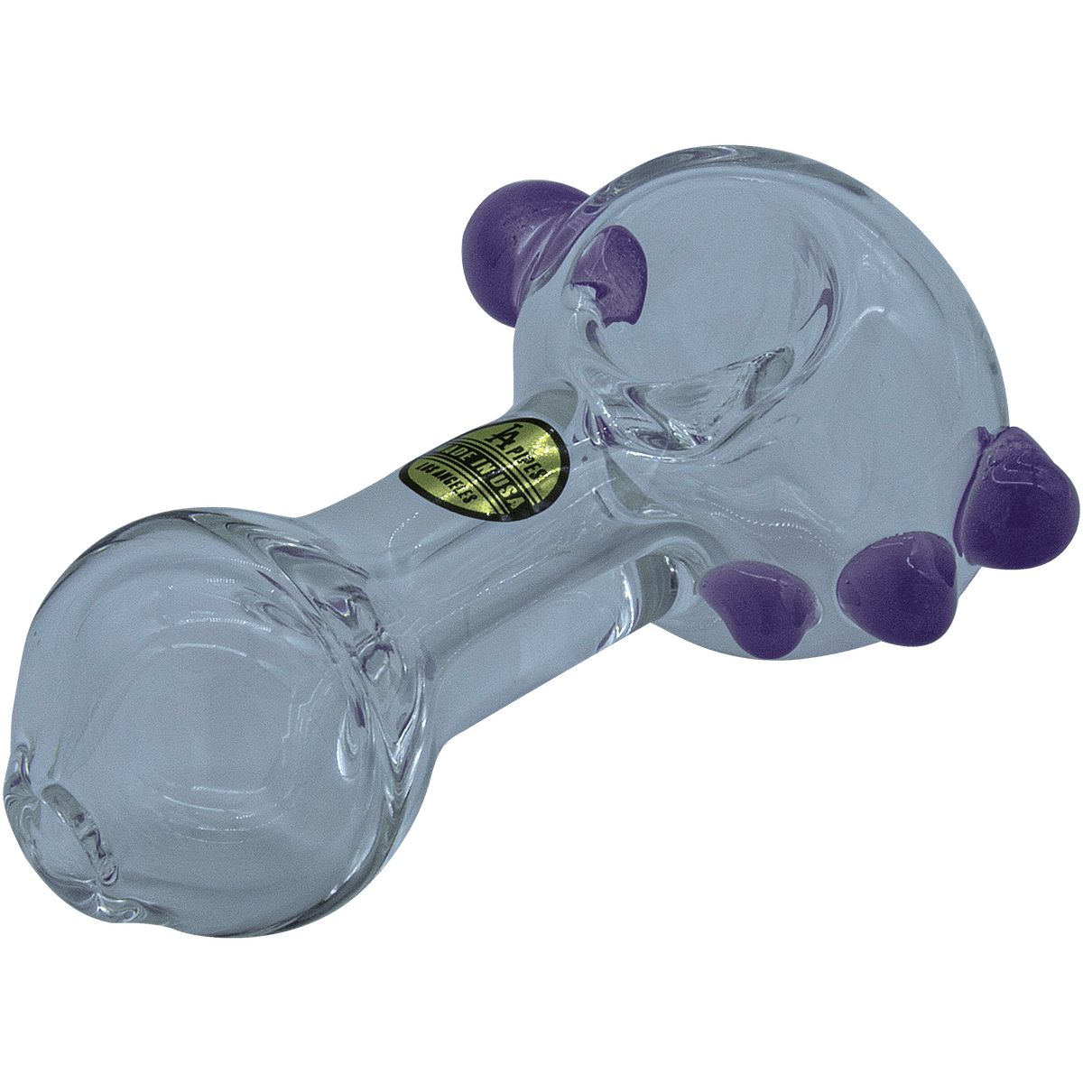 A close-up shot of the Thick Glass Spoon Pipe, showing its curved shape and glossy surface against a neutral background.