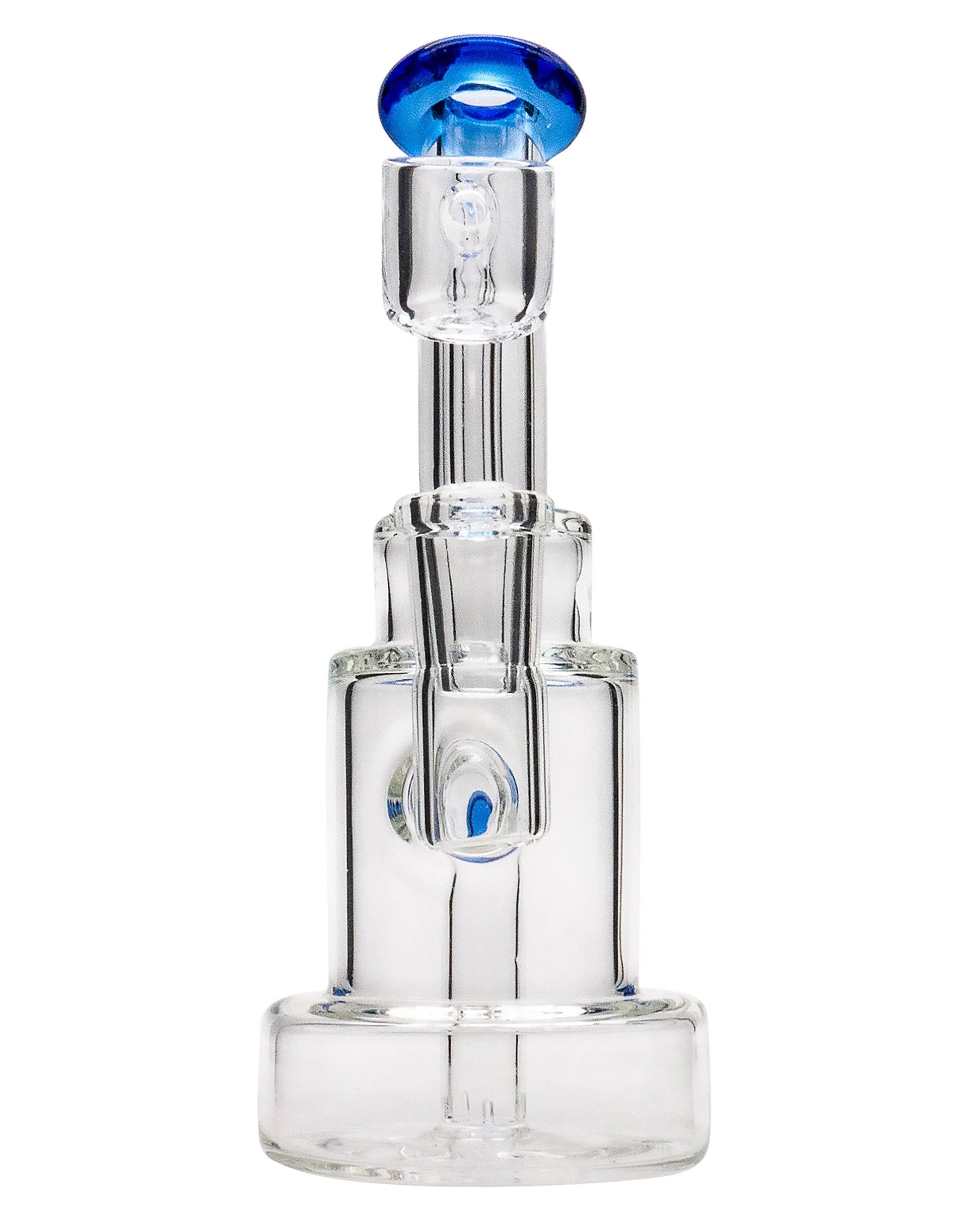 Front view of the Layer Cake Color Accented Dab Rig, showcasing a clear glass rig with a colorful accent.