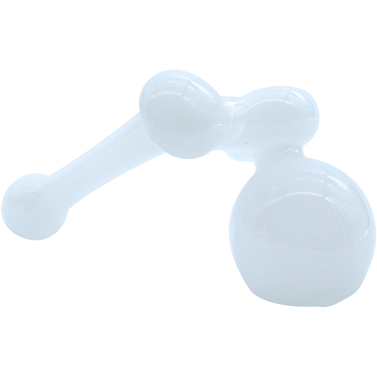 A side view of The "Ivory Sidecar" Glass Sidecar Bubbler Pipe, showing its curved glass form against a plain white background.