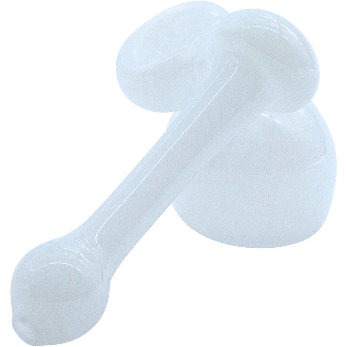 Front view of the “Ivory Sidecar” Glass Sidecar Bubbler Pipe, showing the clear glass curve and simple design.