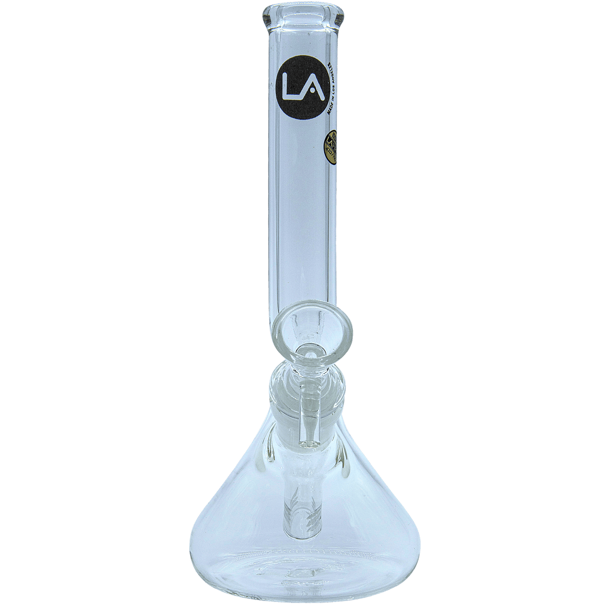 Front view of “The Zag” Beaker Zong Style Bong, a clear glass water pipe with a classic beaker shape.