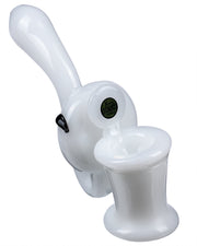 The Toilet Bowl Glass Sherlock Pipe is displayed as a white, sculptural piece against a plain background.