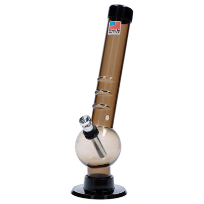 JM Plastics Bent Neck with Grip and Carb Hole Acrylic Bong - 8 in. Clear Blue Tint