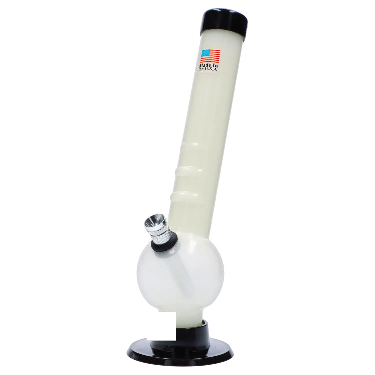JM Plastics Bent Neck Acrylic Bong with Grip & Carb Hole 8in