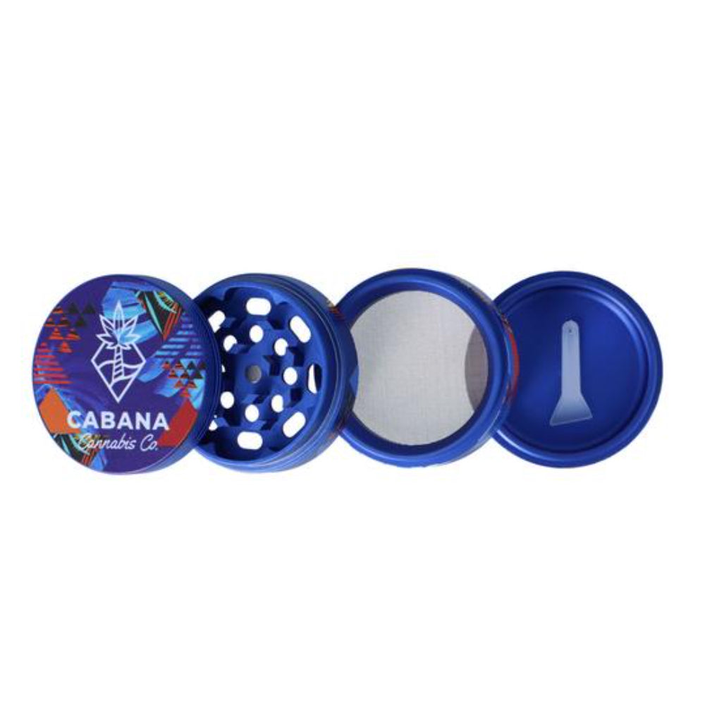Cabana Cannabis Co. The Dawn 55mm 3 Stage Herb Grinder | Blue | disasembled
