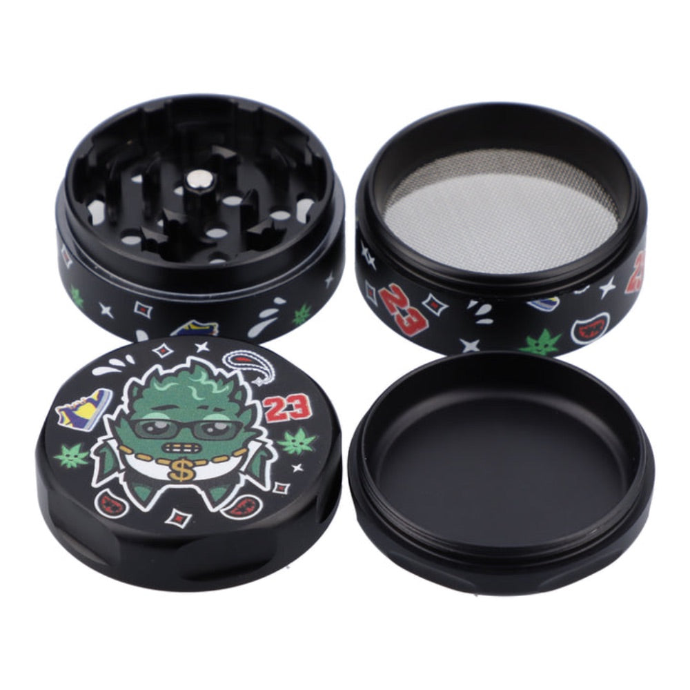 Wido 4-Part Strain Aluminum Grinder | OG Kush | disassembled