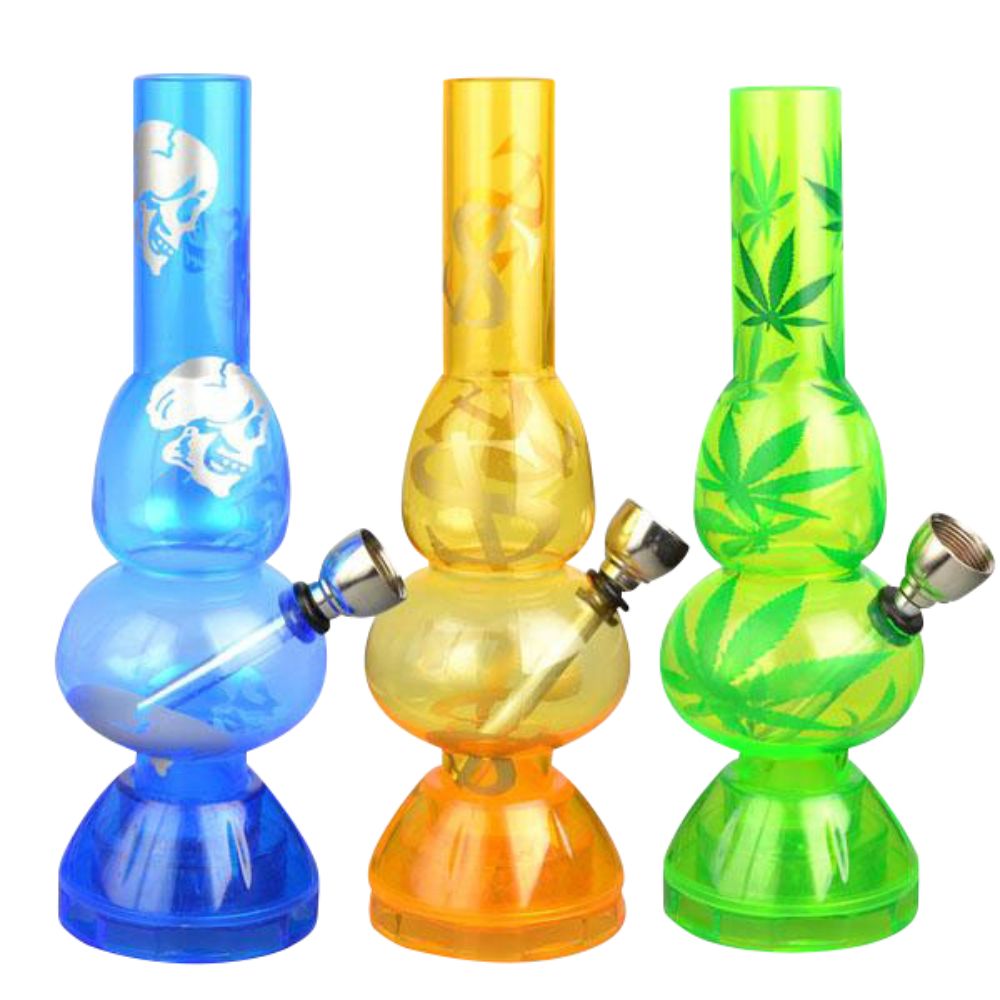 Mini Acrylic Double Bubble Water Pipe with Built-in Grinder Base | Different colors