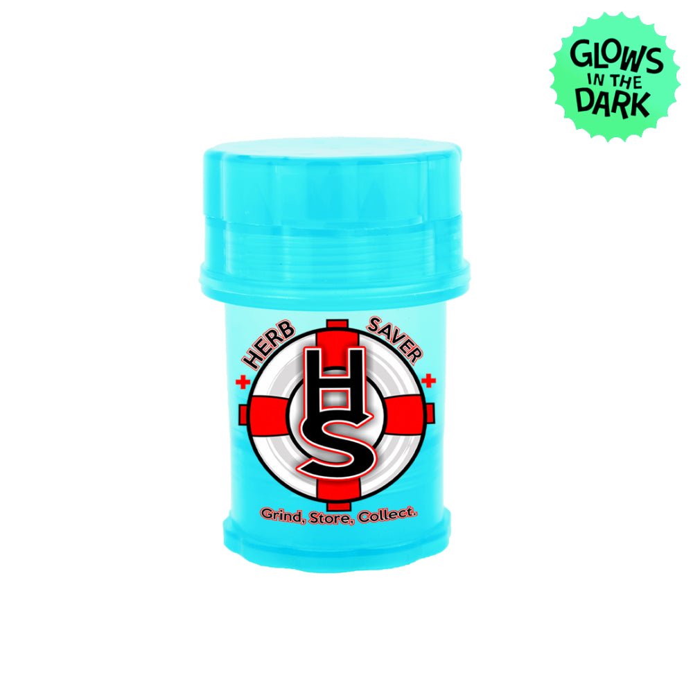 HerbSaver Grinder and Storage Container | Mini | Light Blue Glow In The Dark
