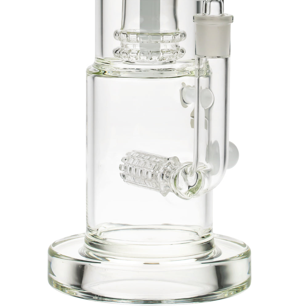 Snoop Dogg Pounds Mothership Double Perc Bong | White - Close Up Bottom 