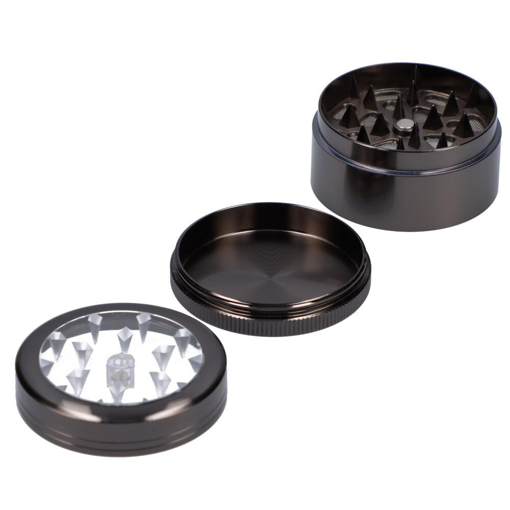 Metal Herb Grinder with Magnetic Window Lid | 3-Part | Separate 2