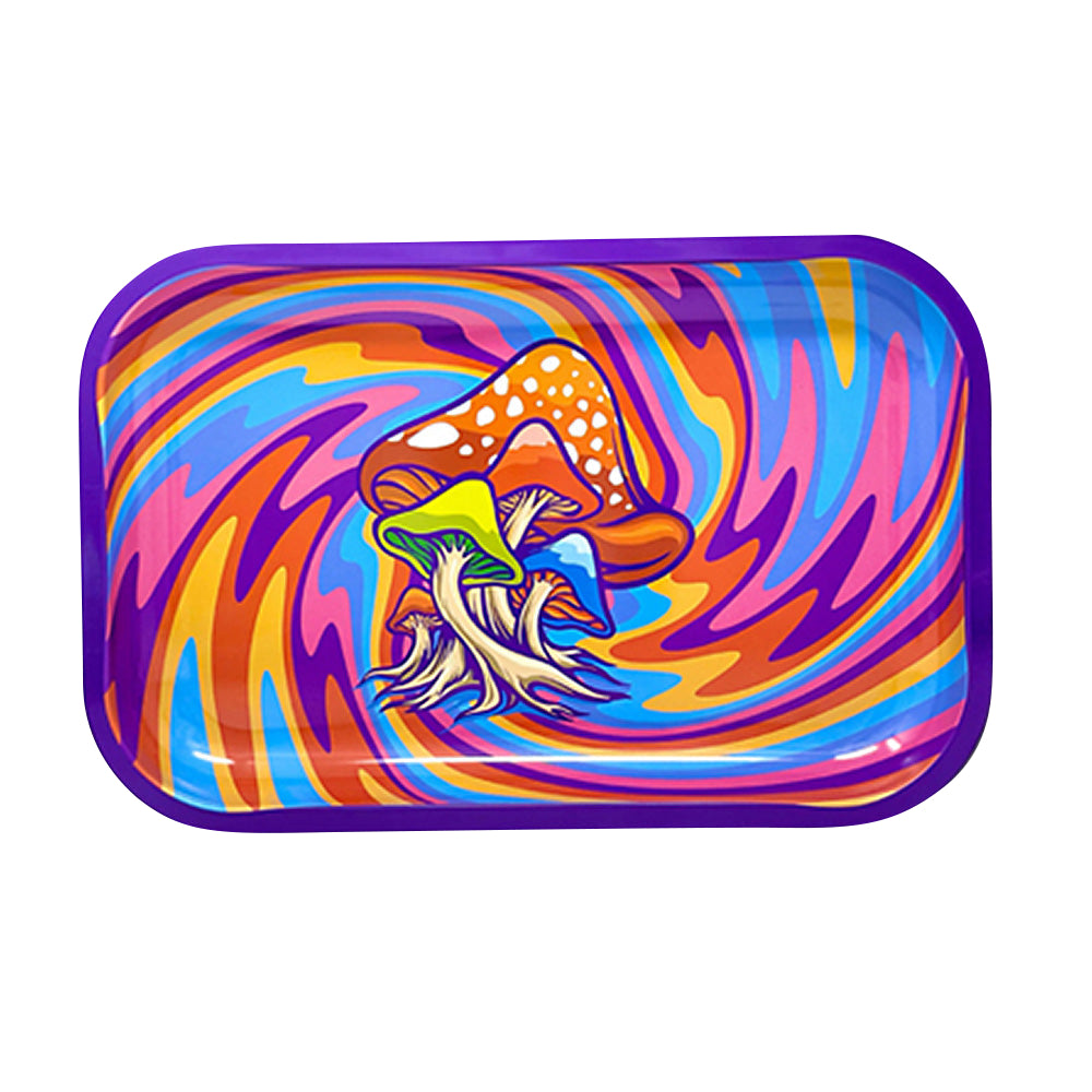 Mushroom Rainbow Swirl Metal Rolling Tray