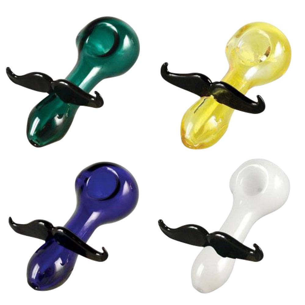 Mustache Glass Spoon Pipe | all colors