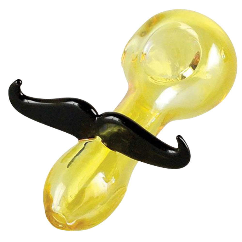 Mustache Glass Spoon Pipe | Yellow