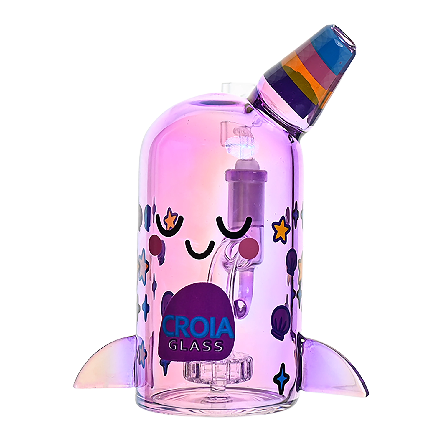 Croia Glass Cute Narwhal Dab Rig – Mini Showerhead Perc Rig | Croia Glass