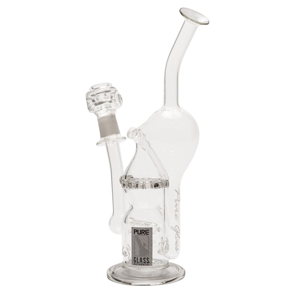 Pure Glass Infinity Recycler Hybrid Dab Rig with Double Perc | 12 Inch - Side View 3