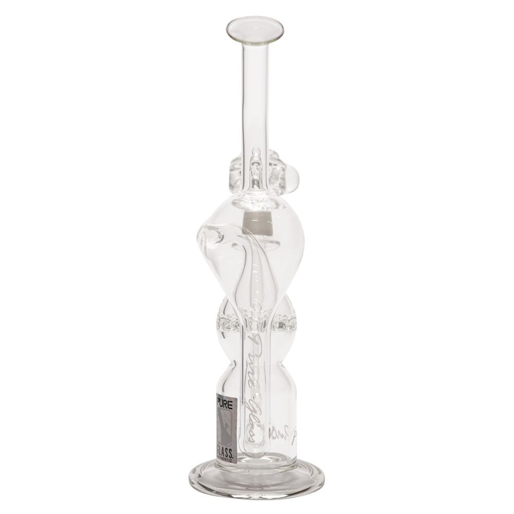 Pure Glass Infinity Recycler Hybrid Dab Rig with Double Perc | 12 Inch - Back View 