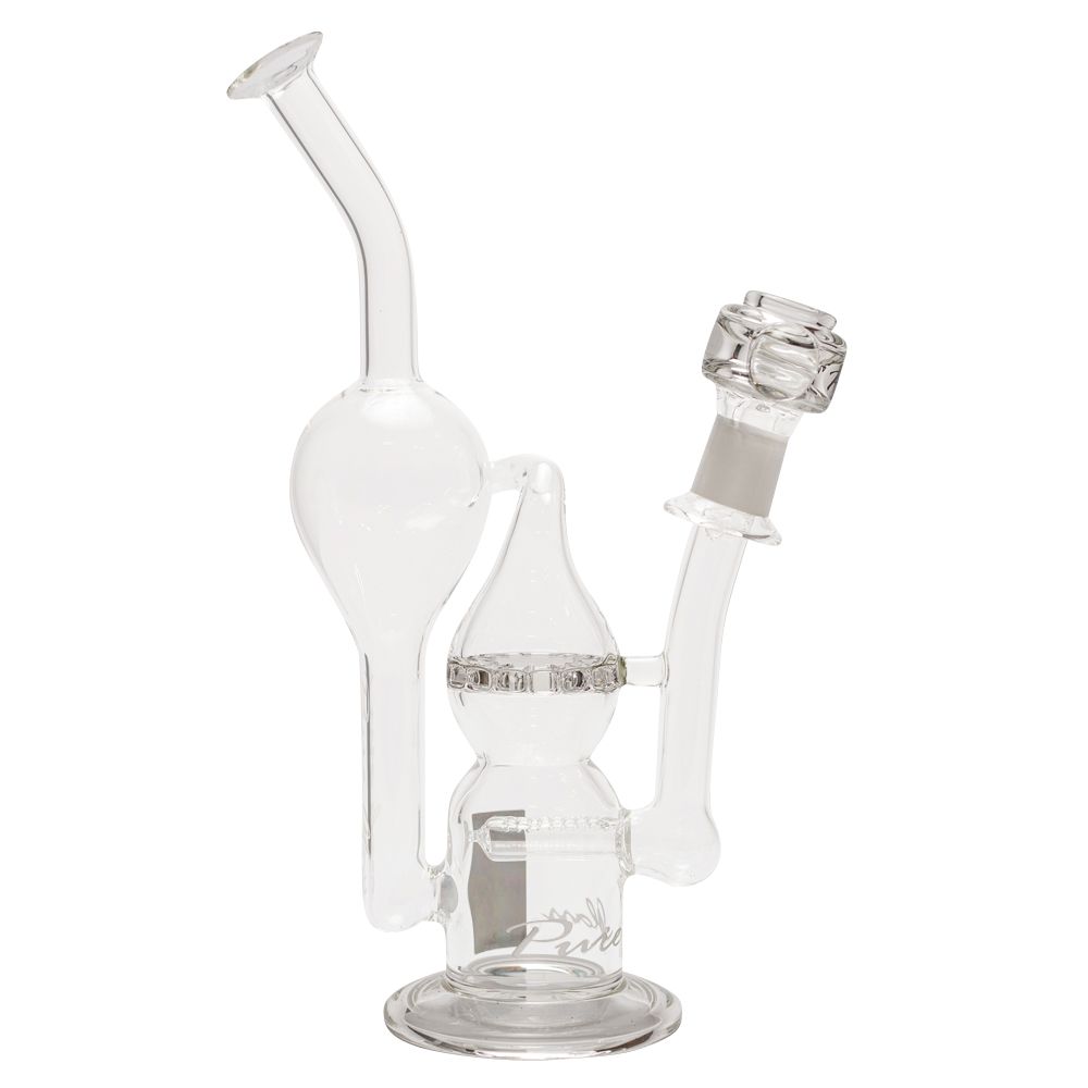 Pure Glass Infinity Recycler Hybrid Dab Rig with Double Perc | 12 Inch - Side View 1