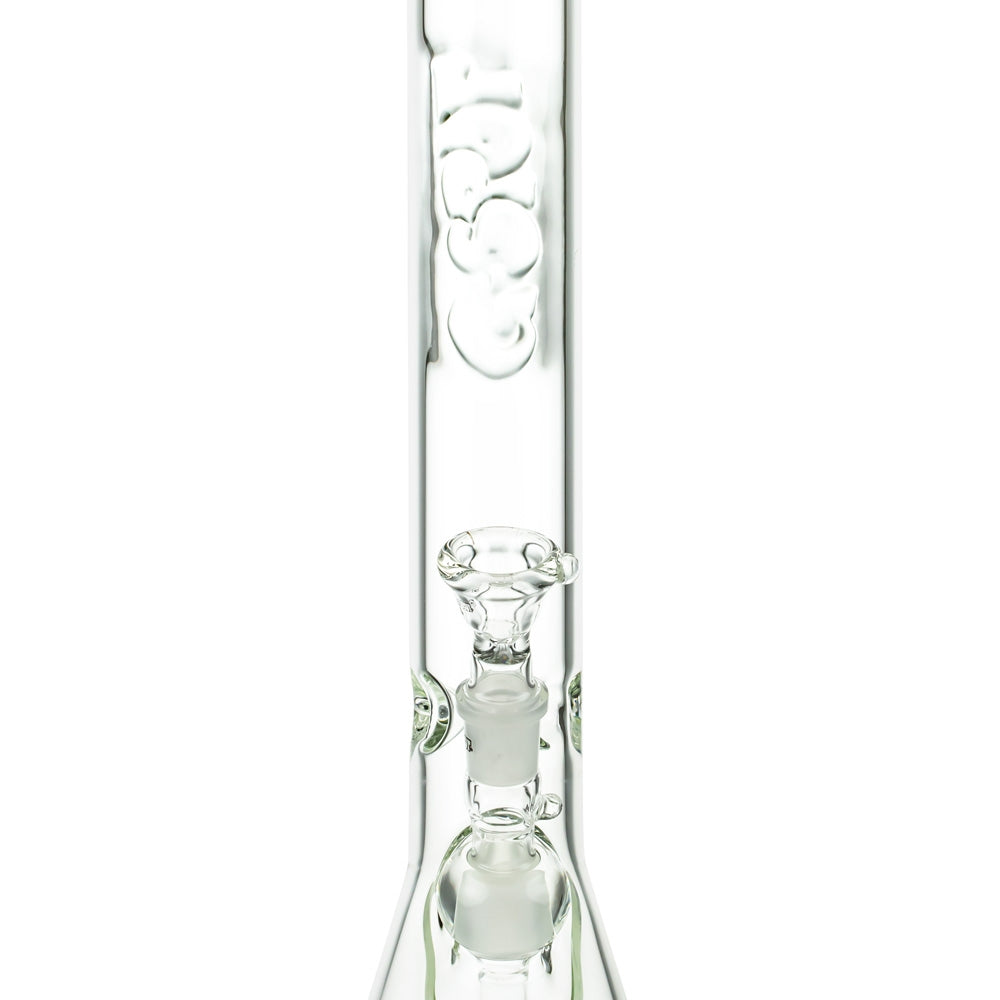 G-Spot Glass Beaker Ice Bong with Flame Polished Logo | 45cm - Close Up Logo