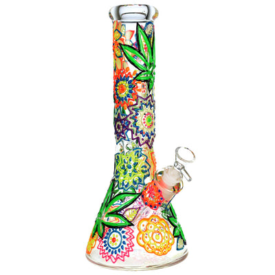 Mandala Hemp Leaf Beaker Ice Bong