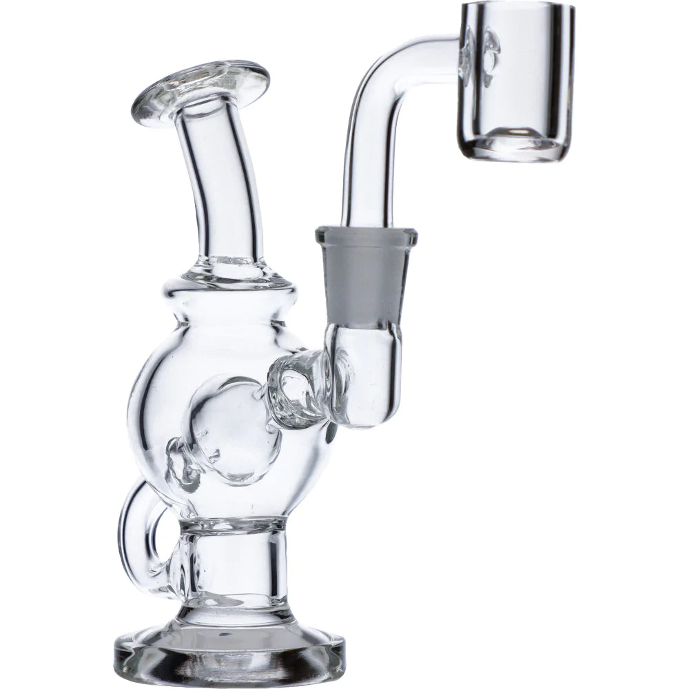 Mini Bent Neck Recycler Dab Rig with Ball Perc | Side view 2