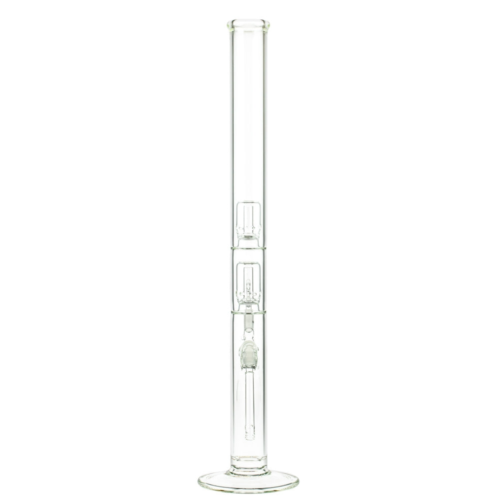 G-Spot Glass Cylinder Double Percolator Bong with Gold Logo | 60cm - Back View 