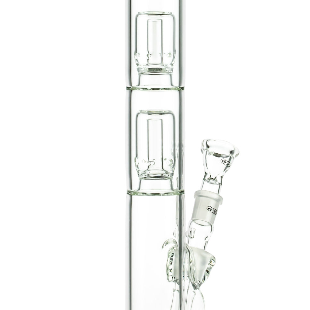 G-Spot Glass Cylinder Double Percolator Bong with Gold Logo | 60cm - Close Up Double Dome Percolator