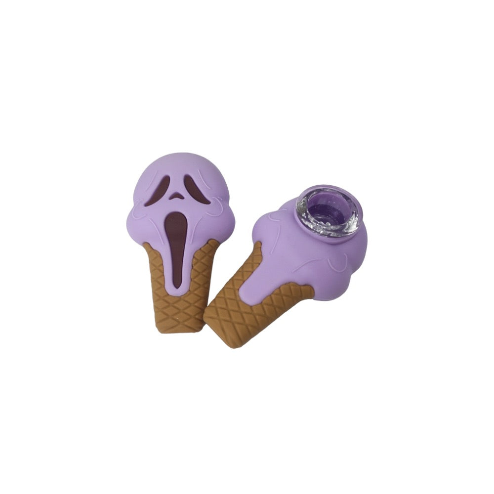 Cloud 8 Ghost Face Ice Cream Silicone Hand Pipe | Purple