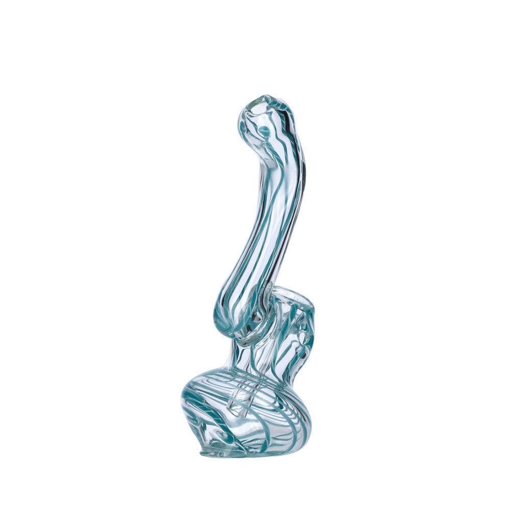 Glass Extra Mini Bubbler Pipe | 4 Inch | Aqua - Side View 2