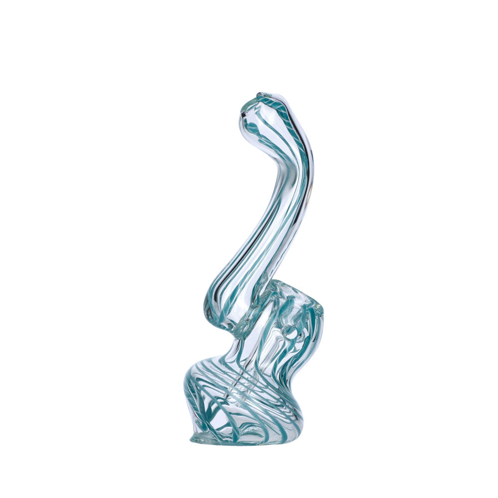 Glass Extra Mini Bubbler Pipe | 4 Inch | Aqua - Side View 1