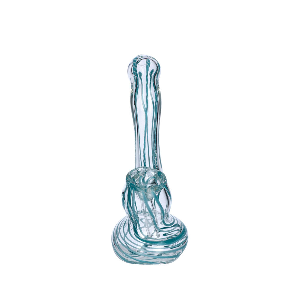 Glass Extra Mini Bubbler Pipe | 4 Inch | Aqua - Front View 