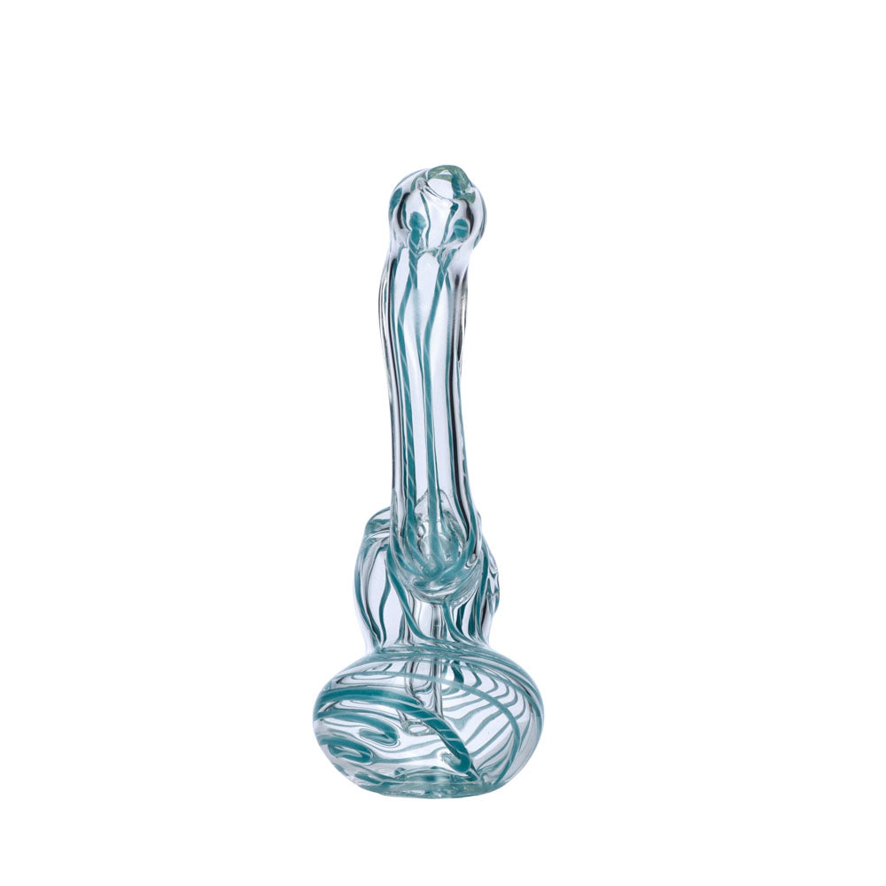 Glass Extra Mini Bubbler Pipe | 4 Inch | Aqua - Back View 