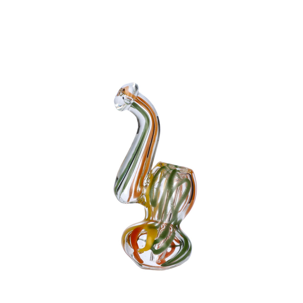 Glass Extra Mini Bubbler Pipe | 4 Inch | Orange/Yellow/Green - Side View 1